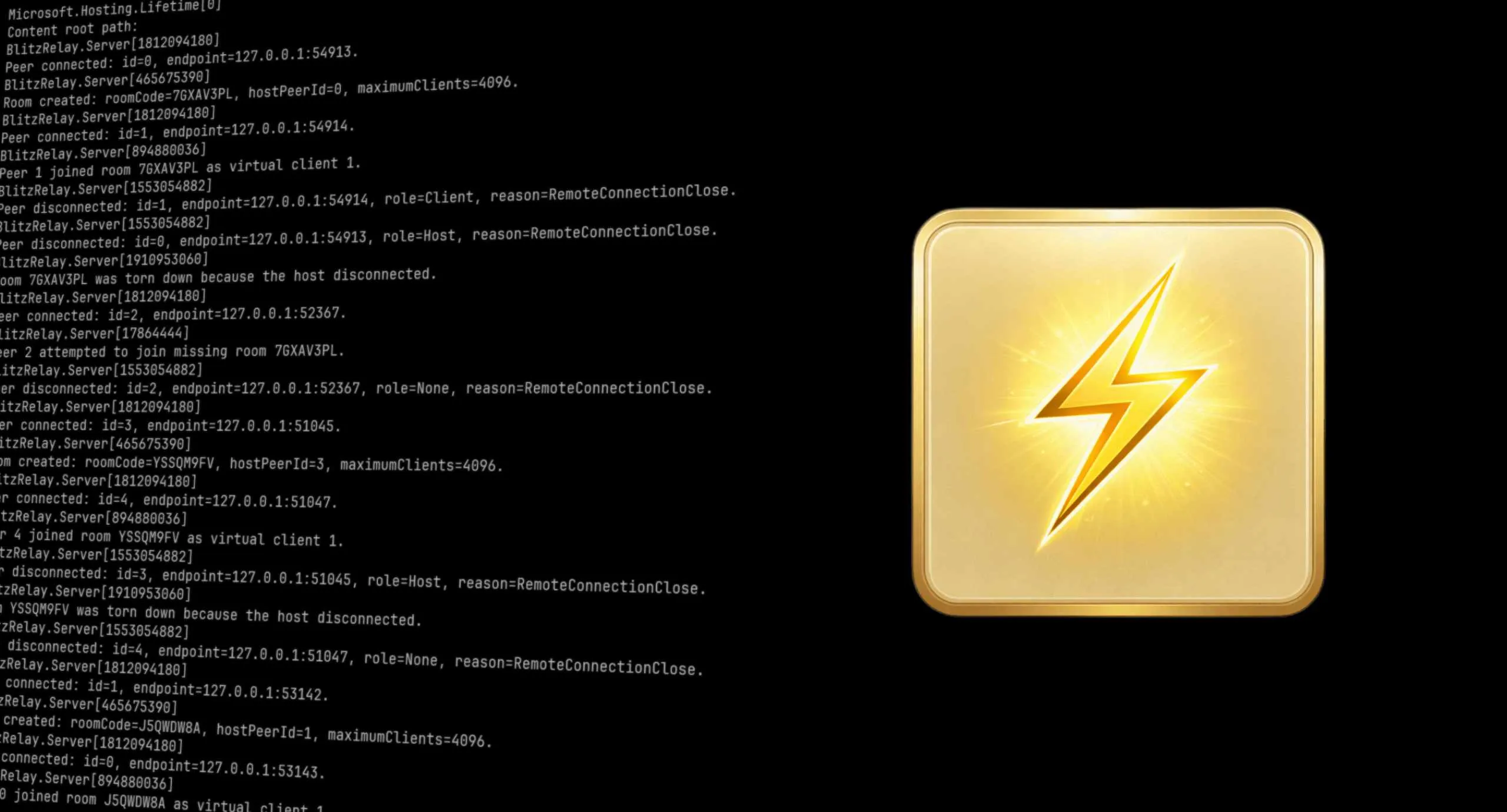 Blitz Relay running in the terminal and its logo